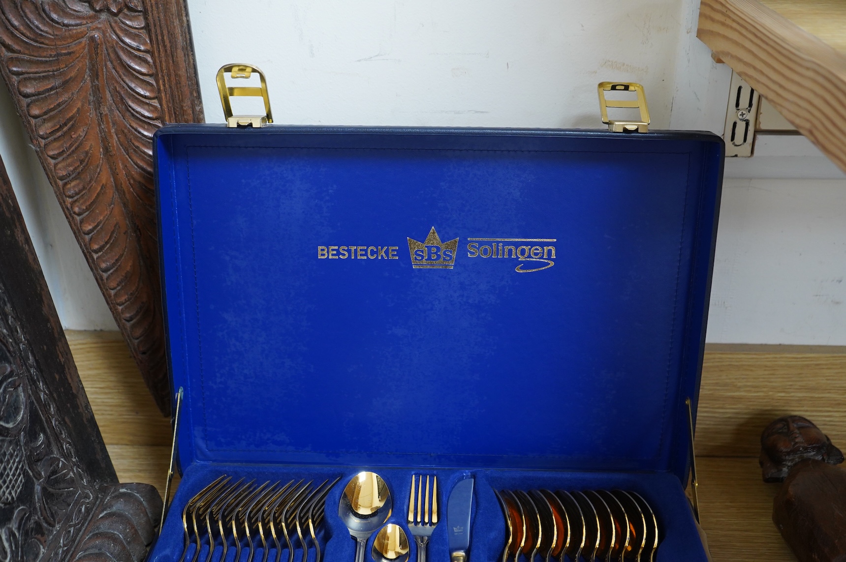 A Bestecke Solingen gold plated canteen of cutlery